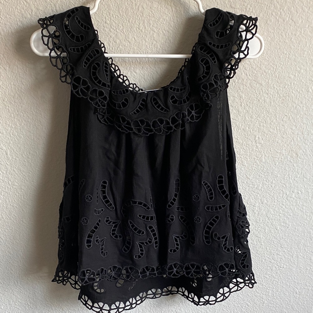 Sea New York Black Eyelet Ruffle Blouse - Picture 6 of 8